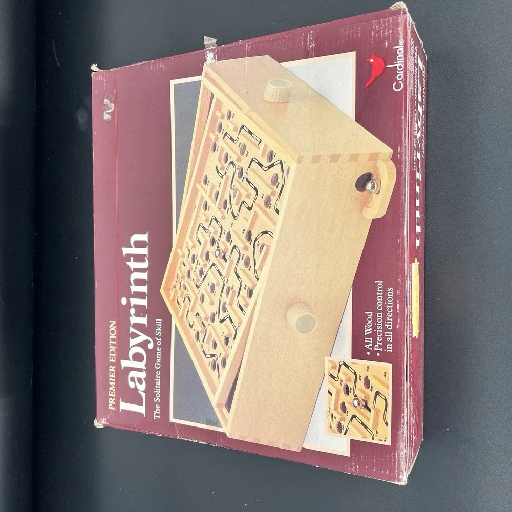 Labyrinth Wooden Tilting Puzzle Maze Game Cardinal #190 Premiere Edition 2 balls